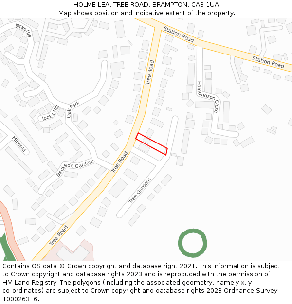 HOLME LEA, TREE ROAD, BRAMPTON, CA8 1UA: Location map and indicative extent of plot