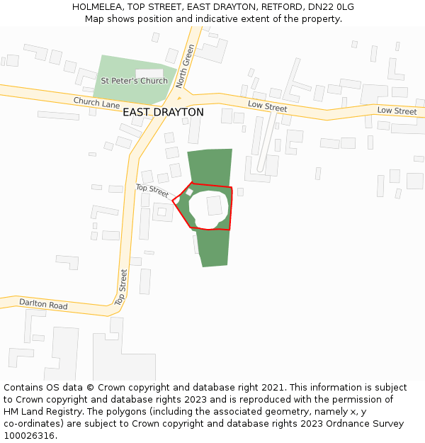 HOLMELEA, TOP STREET, EAST DRAYTON, RETFORD, DN22 0LG: Location map and indicative extent of plot