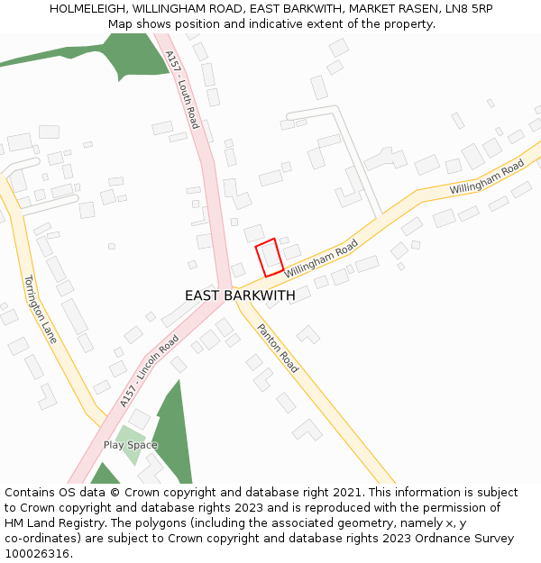 HOLMELEIGH, WILLINGHAM ROAD, EAST BARKWITH, MARKET RASEN, LN8 5RP: Location map and indicative extent of plot