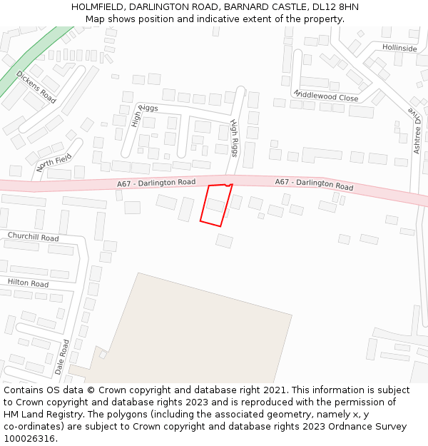 HOLMFIELD, DARLINGTON ROAD, BARNARD CASTLE, DL12 8HN: Location map and indicative extent of plot