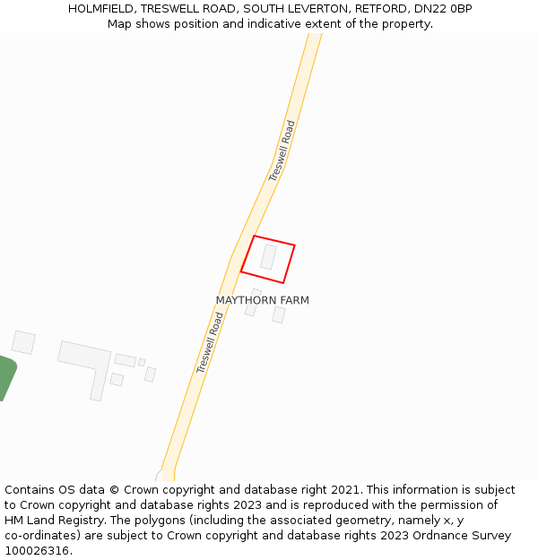 HOLMFIELD, TRESWELL ROAD, SOUTH LEVERTON, RETFORD, DN22 0BP: Location map and indicative extent of plot