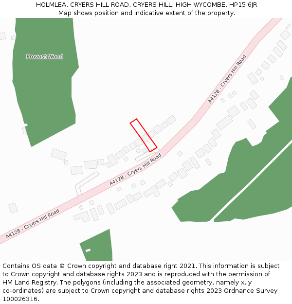 HOLMLEA, CRYERS HILL ROAD, CRYERS HILL, HIGH WYCOMBE, HP15 6JR: Location map and indicative extent of plot