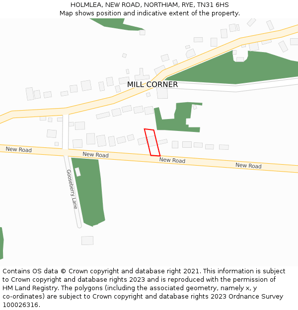 HOLMLEA, NEW ROAD, NORTHIAM, RYE, TN31 6HS: Location map and indicative extent of plot