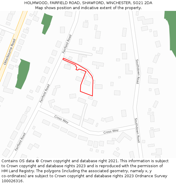 HOLMWOOD, FAIRFIELD ROAD, SHAWFORD, WINCHESTER, SO21 2DA: Location map and indicative extent of plot