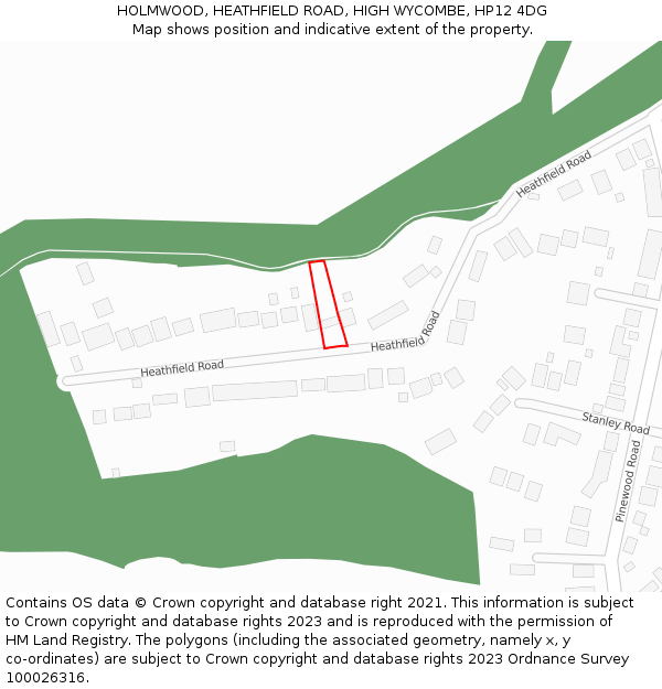 HOLMWOOD, HEATHFIELD ROAD, HIGH WYCOMBE, HP12 4DG: Location map and indicative extent of plot