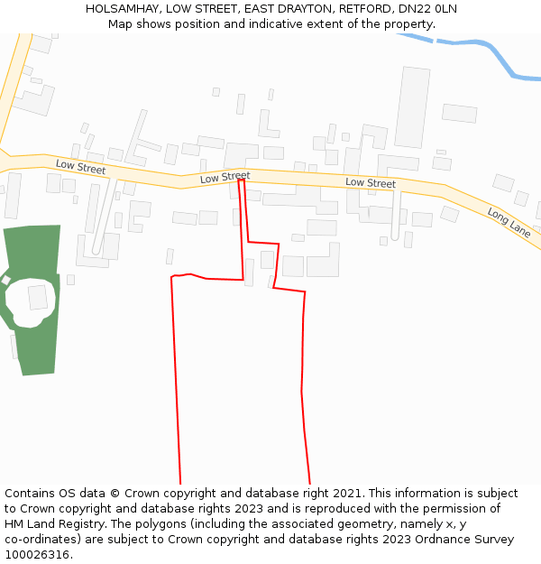 HOLSAMHAY, LOW STREET, EAST DRAYTON, RETFORD, DN22 0LN: Location map and indicative extent of plot