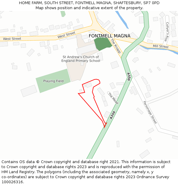 HOME FARM, SOUTH STREET, FONTMELL MAGNA, SHAFTESBURY, SP7 0PD: Location map and indicative extent of plot