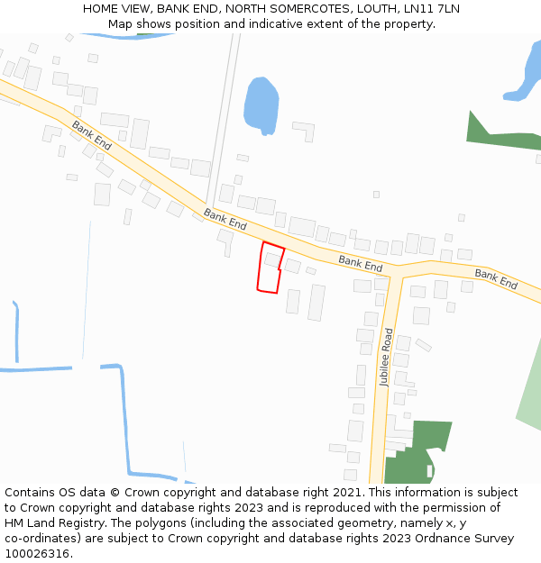 HOME VIEW, BANK END, NORTH SOMERCOTES, LOUTH, LN11 7LN: Location map and indicative extent of plot