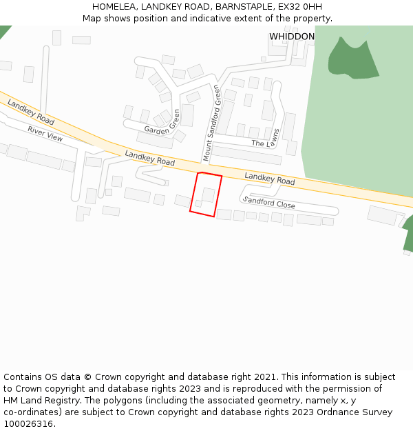 HOMELEA, LANDKEY ROAD, BARNSTAPLE, EX32 0HH: Location map and indicative extent of plot