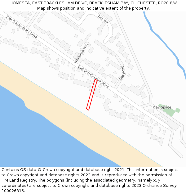 HOMESEA, EAST BRACKLESHAM DRIVE, BRACKLESHAM BAY, CHICHESTER, PO20 8JW: Location map and indicative extent of plot