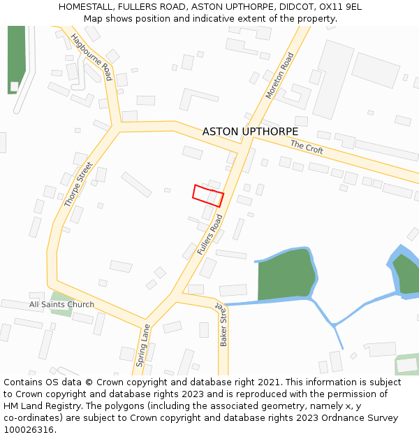 HOMESTALL, FULLERS ROAD, ASTON UPTHORPE, DIDCOT, OX11 9EL: Location map and indicative extent of plot