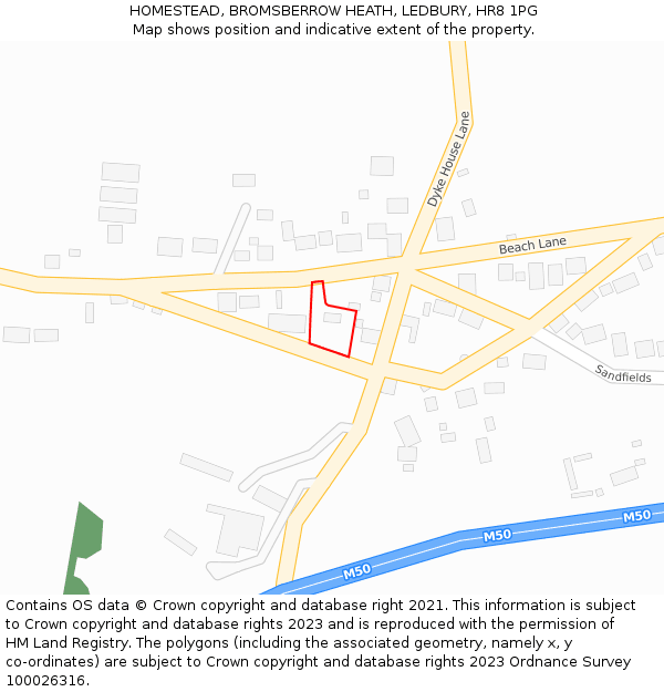 HOMESTEAD, BROMSBERROW HEATH, LEDBURY, HR8 1PG: Location map and indicative extent of plot