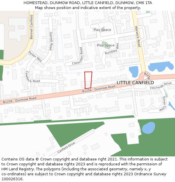 HOMESTEAD, DUNMOW ROAD, LITTLE CANFIELD, DUNMOW, CM6 1TA: Location map and indicative extent of plot