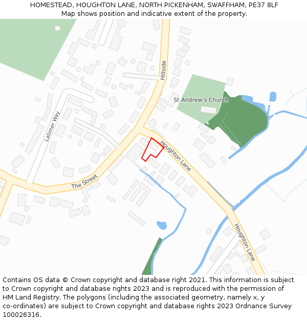 HOMESTEAD, HOUGHTON LANE, NORTH PICKENHAM, SWAFFHAM, PE37 8LF: Location map and indicative extent of plot