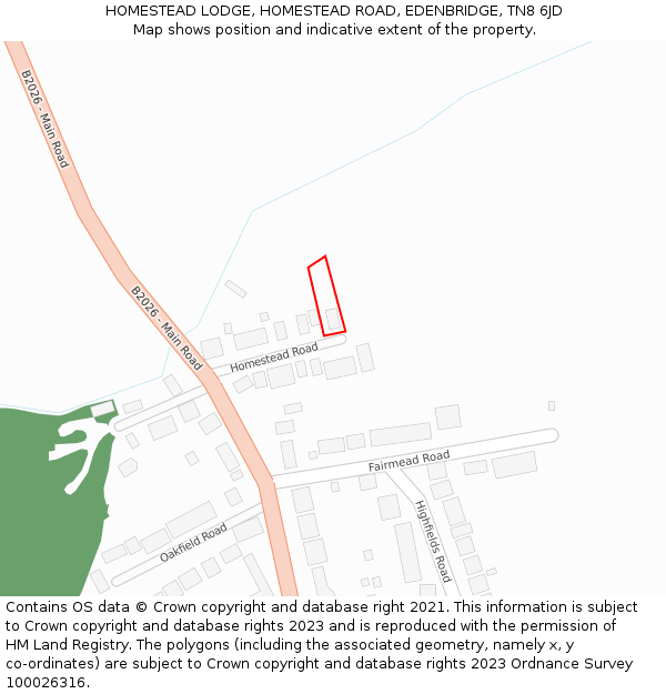 HOMESTEAD LODGE, HOMESTEAD ROAD, EDENBRIDGE, TN8 6JD: Location map and indicative extent of plot