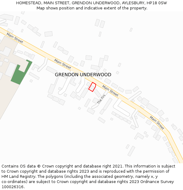 HOMESTEAD, MAIN STREET, GRENDON UNDERWOOD, AYLESBURY, HP18 0SW: Location map and indicative extent of plot