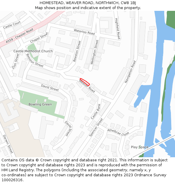 HOMESTEAD, WEAVER ROAD, NORTHWICH, CW8 1BJ: Location map and indicative extent of plot