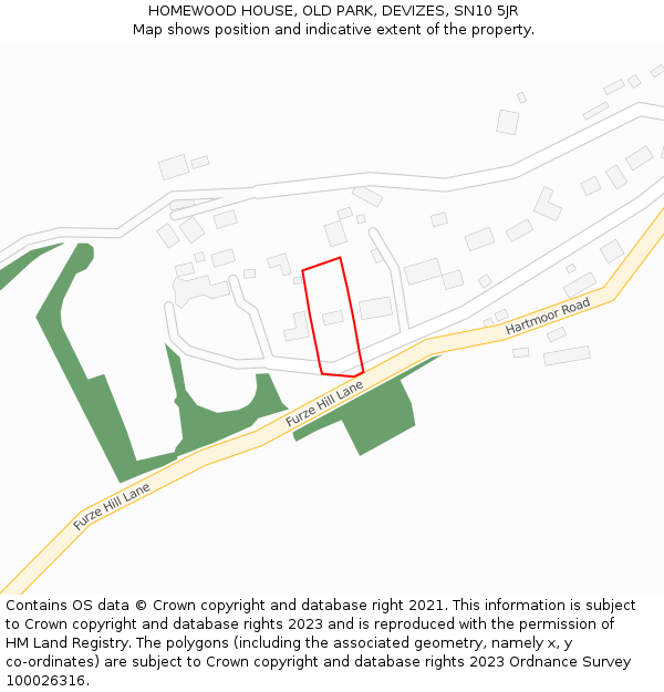 HOMEWOOD HOUSE, OLD PARK, DEVIZES, SN10 5JR: Location map and indicative extent of plot