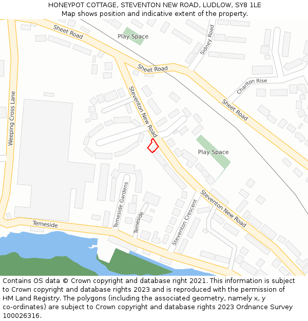 HONEYPOT COTTAGE, STEVENTON NEW ROAD, LUDLOW, SY8 1LE: Location map and indicative extent of plot