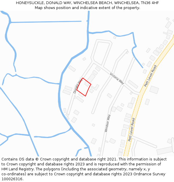 HONEYSUCKLE, DONALD WAY, WINCHELSEA BEACH, WINCHELSEA, TN36 4HF: Location map and indicative extent of plot