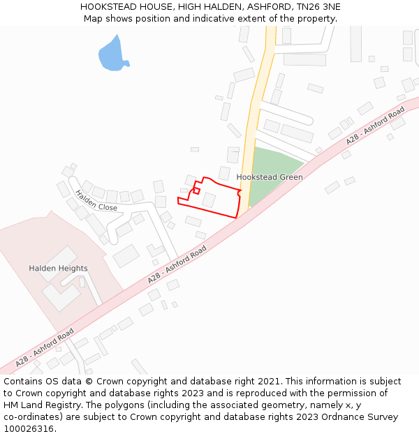 HOOKSTEAD HOUSE, HIGH HALDEN, ASHFORD, TN26 3NE: Location map and indicative extent of plot