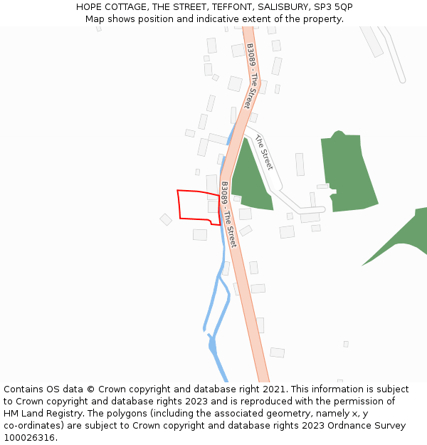 HOPE COTTAGE, THE STREET, TEFFONT, SALISBURY, SP3 5QP: Location map and indicative extent of plot