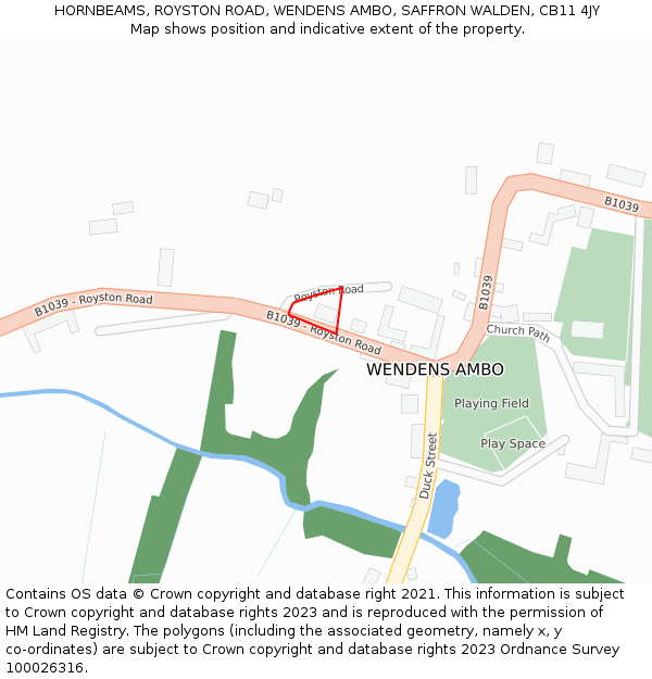 HORNBEAMS, ROYSTON ROAD, WENDENS AMBO, SAFFRON WALDEN, CB11 4JY: Location map and indicative extent of plot