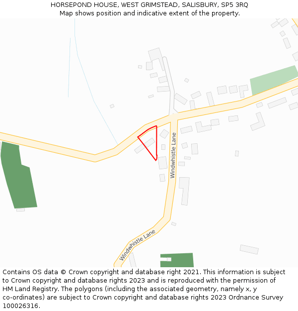 HORSEPOND HOUSE, WEST GRIMSTEAD, SALISBURY, SP5 3RQ: Location map and indicative extent of plot