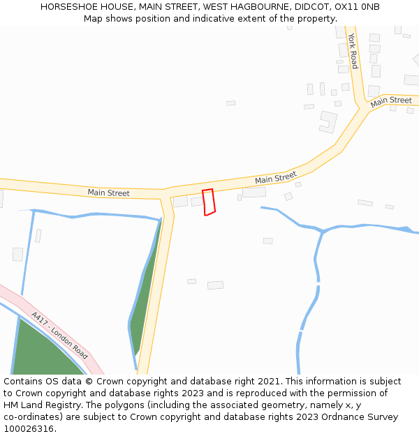 HORSESHOE HOUSE, MAIN STREET, WEST HAGBOURNE, DIDCOT, OX11 0NB: Location map and indicative extent of plot