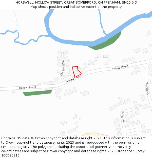 HORSWELL, HOLLOW STREET, GREAT SOMERFORD, CHIPPENHAM, SN15 5JD: Location map and indicative extent of plot