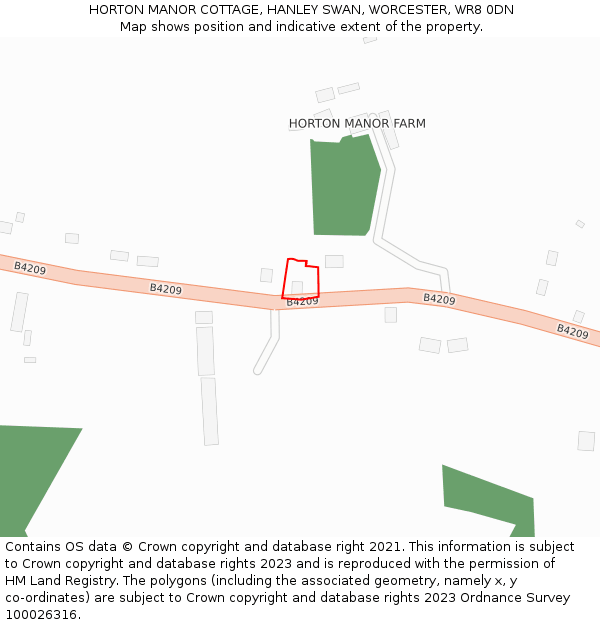 HORTON MANOR COTTAGE, HANLEY SWAN, WORCESTER, WR8 0DN: Location map and indicative extent of plot