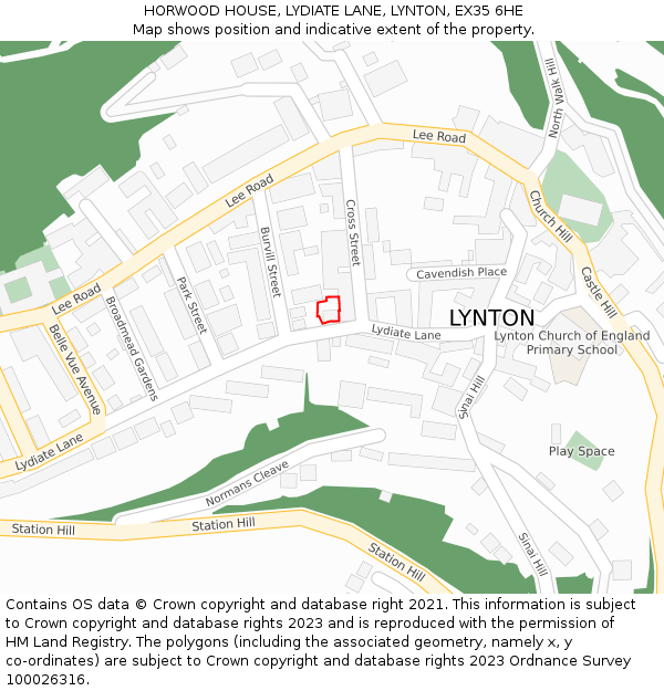 HORWOOD HOUSE, LYDIATE LANE, LYNTON, EX35 6HE: Location map and indicative extent of plot