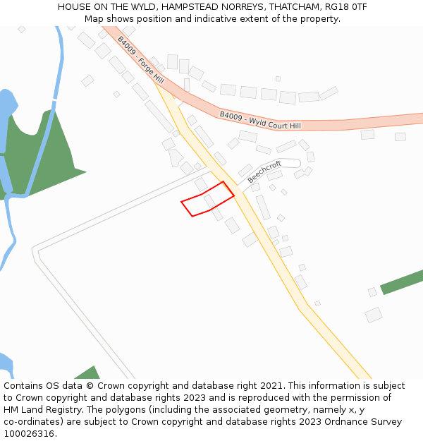 HOUSE ON THE WYLD, HAMPSTEAD NORREYS, THATCHAM, RG18 0TF: Location map and indicative extent of plot