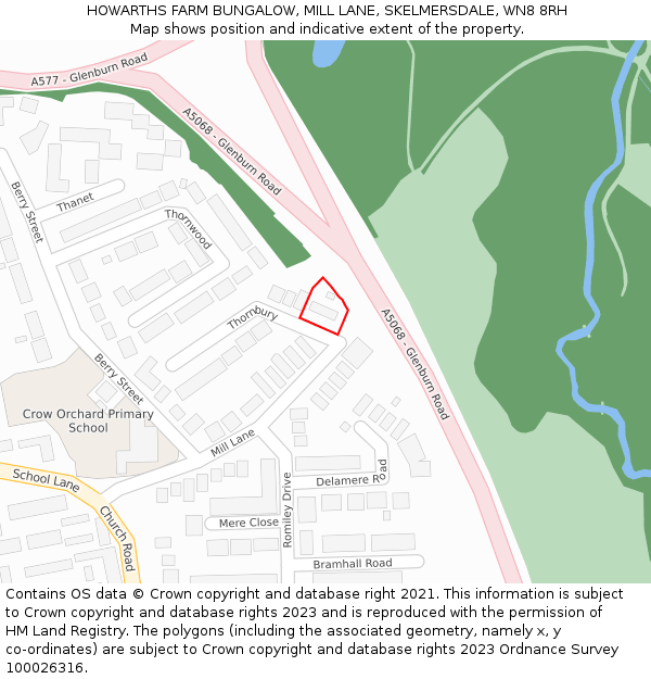 HOWARTHS FARM BUNGALOW, MILL LANE, SKELMERSDALE, WN8 8RH: Location map and indicative extent of plot