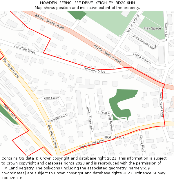 HOWDEN, FERNCLIFFE DRIVE, KEIGHLEY, BD20 6HN: Location map and indicative extent of plot