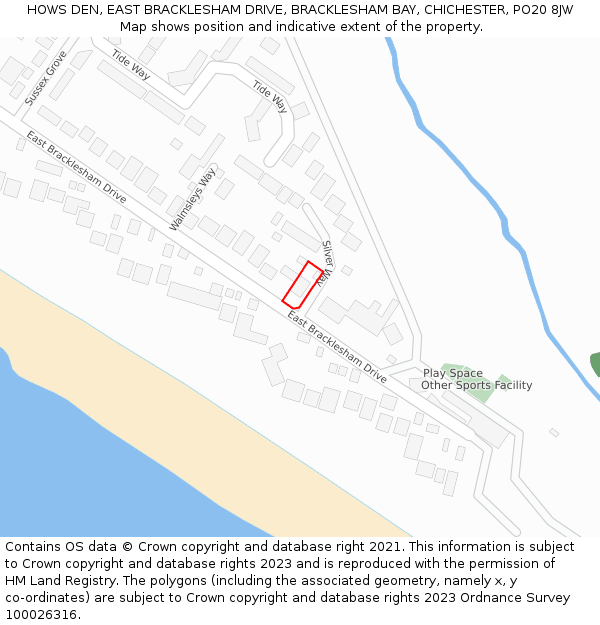 HOWS DEN, EAST BRACKLESHAM DRIVE, BRACKLESHAM BAY, CHICHESTER, PO20 8JW: Location map and indicative extent of plot