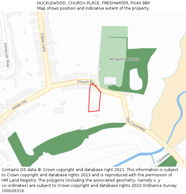 HUCKLEWOOD, CHURCH PLACE, FRESHWATER, PO40 9BP: Location map and indicative extent of plot