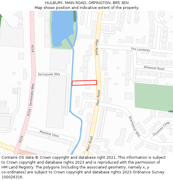 HULBURY, MAIN ROAD, ORPINGTON, BR5 3EN: Location map and indicative extent of plot