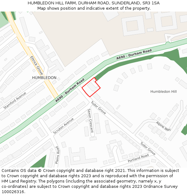 HUMBLEDON HILL FARM, DURHAM ROAD, SUNDERLAND, SR3 1SA: Location map and indicative extent of plot