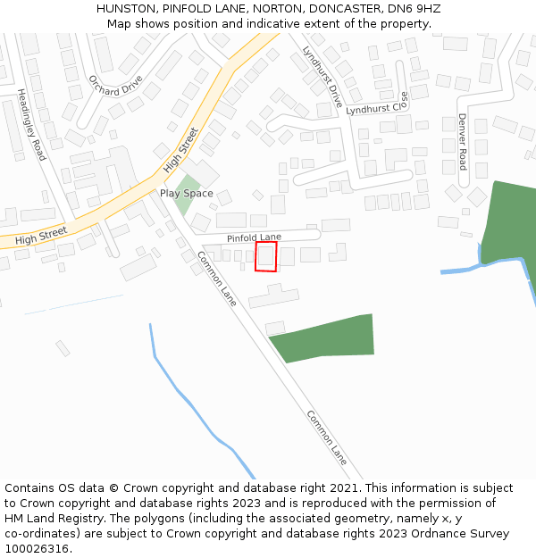 HUNSTON, PINFOLD LANE, NORTON, DONCASTER, DN6 9HZ: Location map and indicative extent of plot