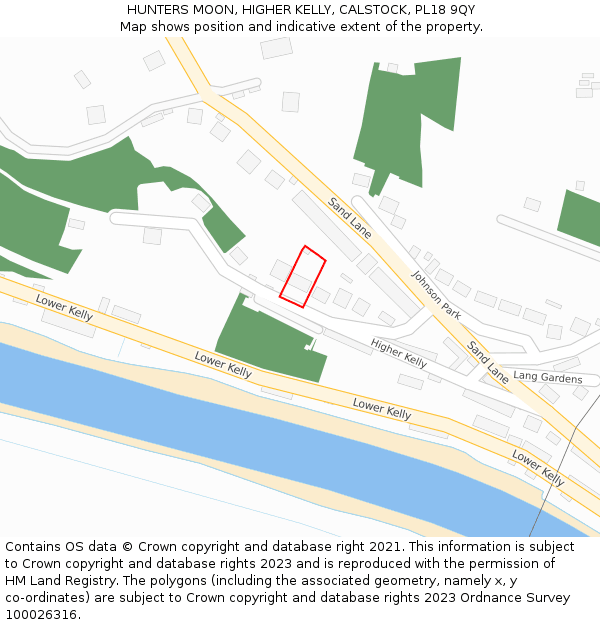 HUNTERS MOON, HIGHER KELLY, CALSTOCK, PL18 9QY: Location map and indicative extent of plot