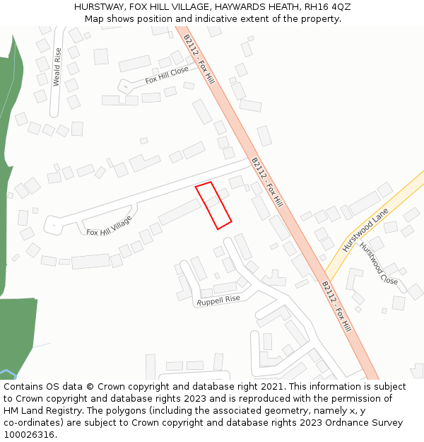 HURSTWAY, FOX HILL VILLAGE, HAYWARDS HEATH, RH16 4QZ: Location map and indicative extent of plot