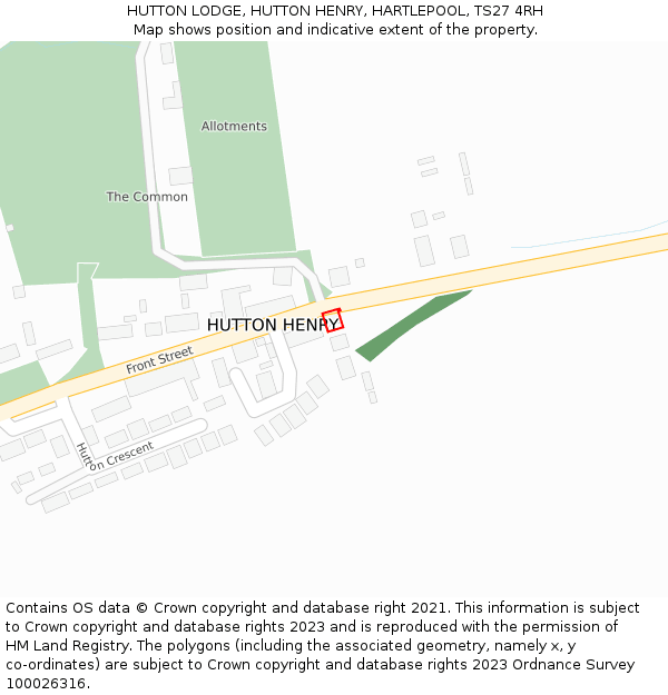 HUTTON LODGE, HUTTON HENRY, HARTLEPOOL, TS27 4RH: Location map and indicative extent of plot