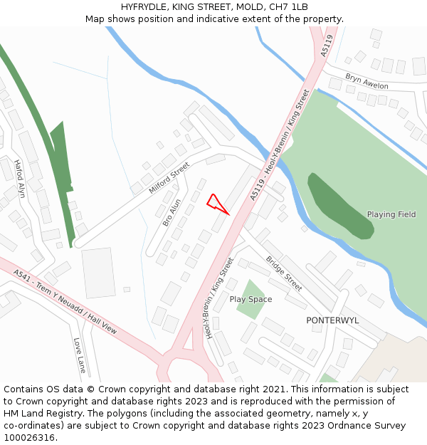 HYFRYDLE, KING STREET, MOLD, CH7 1LB: Location map and indicative extent of plot