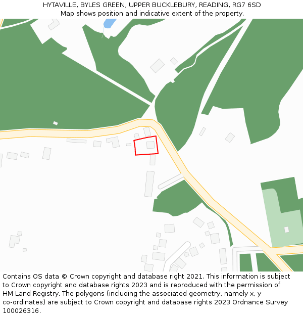 HYTAVILLE, BYLES GREEN, UPPER BUCKLEBURY, READING, RG7 6SD: Location map and indicative extent of plot