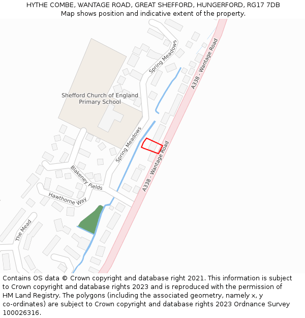 HYTHE COMBE, WANTAGE ROAD, GREAT SHEFFORD, HUNGERFORD, RG17 7DB: Location map and indicative extent of plot