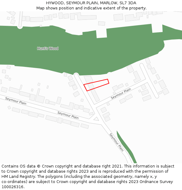 HYWOOD, SEYMOUR PLAIN, MARLOW, SL7 3DA: Location map and indicative extent of plot