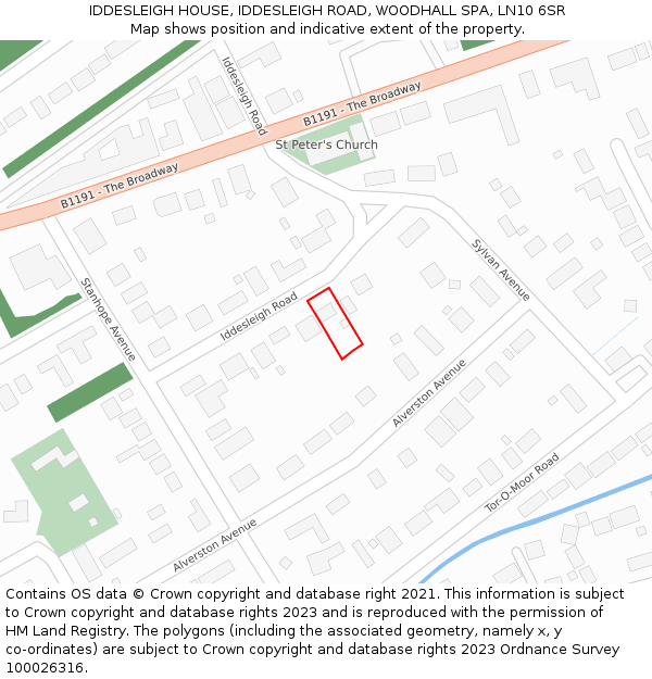 IDDESLEIGH HOUSE, IDDESLEIGH ROAD, WOODHALL SPA, LN10 6SR: Location map and indicative extent of plot