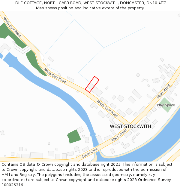 IDLE COTTAGE, NORTH CARR ROAD, WEST STOCKWITH, DONCASTER, DN10 4EZ: Location map and indicative extent of plot