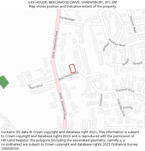 ILEX HOUSE, BEECHWOOD DRIVE, SHREWSBURY, SY1 2RF: Location map and indicative extent of plot